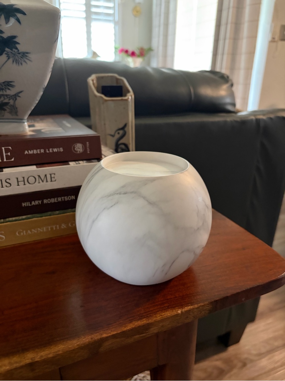 Bath & Body Works White Marble Globe Pedestal Candle Holder - Home Accents